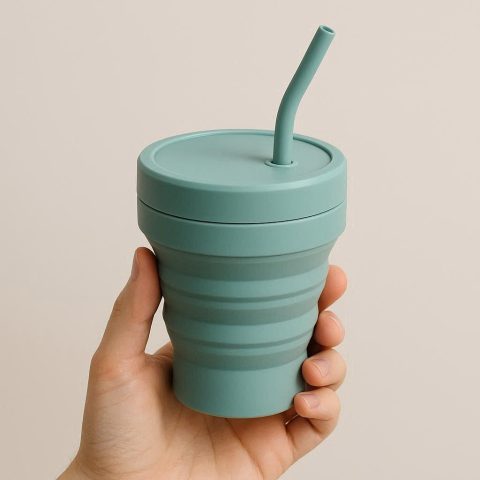 14 Foldable Cup with Straw - Convenient Drink Solution